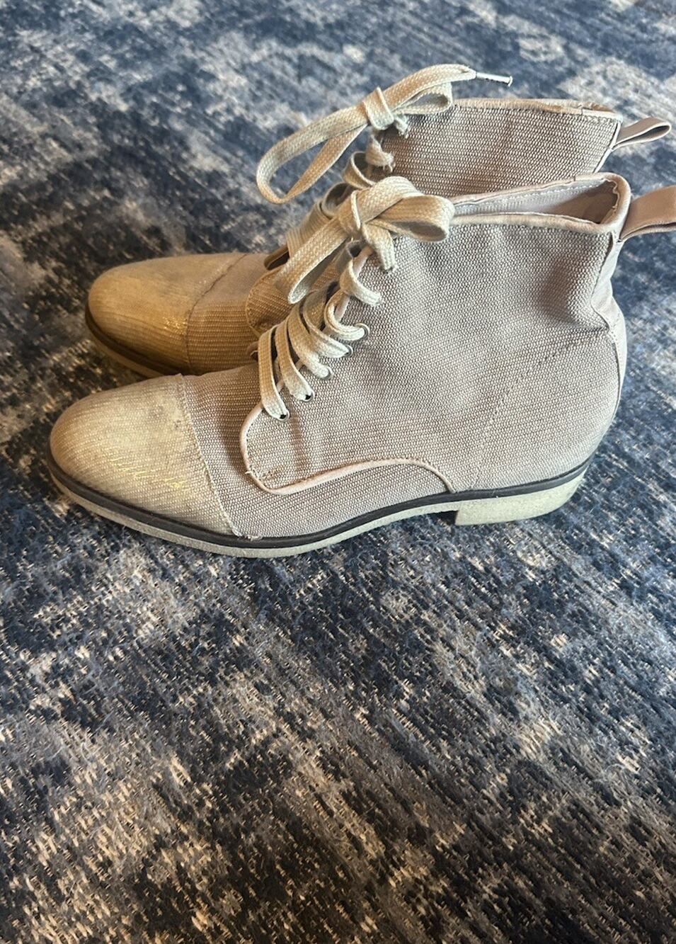 Alberto Fermani Made in Italy Gray/Taupe LaceUp Combat/Moto Ankle Boots Size 37